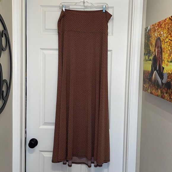 LuLaRoe Coral, Yellow & Blue Circle Print Maxi Skirt - Picture 1 of 7
